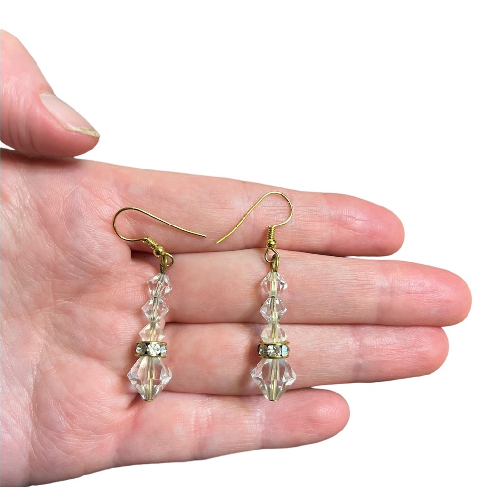✨ 3/$15 ✨ Clear Beaded Drop Earrings with Rhinestones